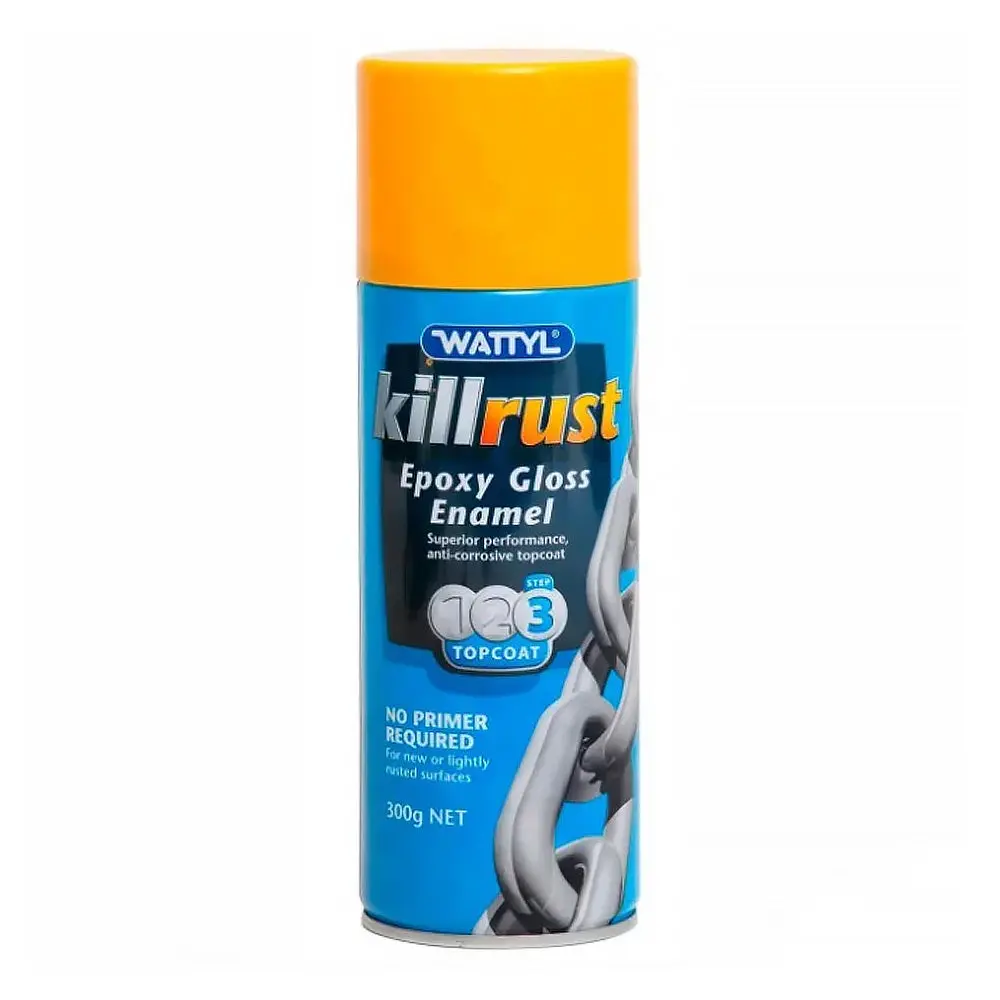 Wattyl Killrust Epoxy Gloss Enamel Anti Corrosive Paint 300G Aerosol Sungold Yellow 1