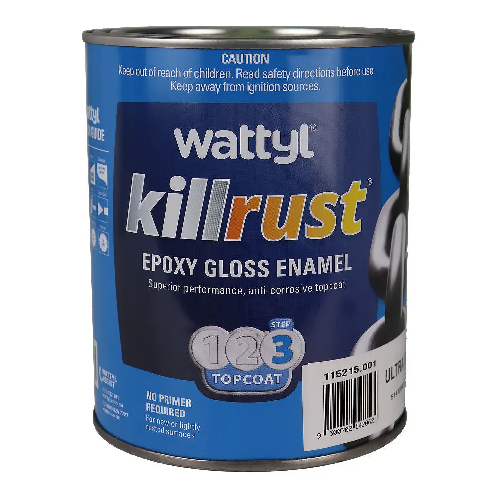 Wattyl Killrust Epoxy Gloss Enamel Ultra Blue 1L Rust Protection Metal Paint 1