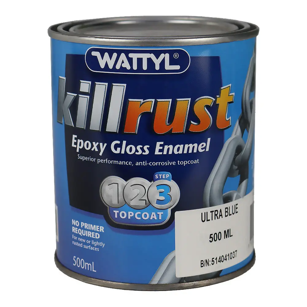 Wattyl Killrust Epoxy Gloss Enamel Ultra Blue 500Ml Rust Protection Metal Paint 1