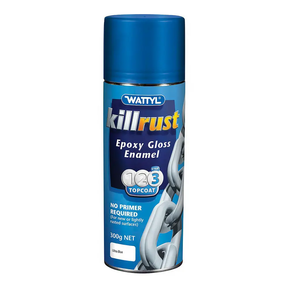 Wattyl Killrust Epoxy Gloss Enamel Anti Corrosive Paint 300G Aerosol Ultra Blue 1