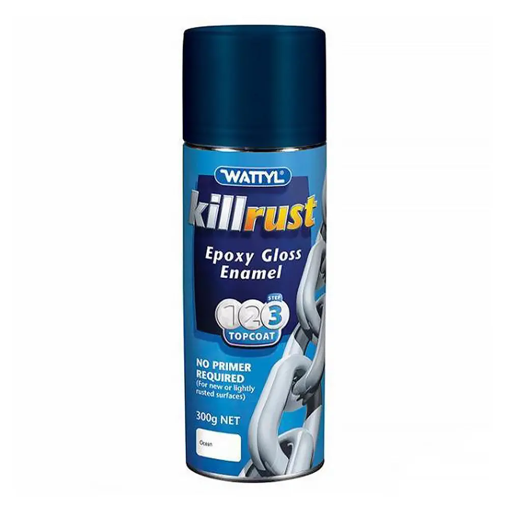 Wattyl Killrust Epoxy Gloss Enamel Anti Corrosive Paint 300G Aerosol Deep Ocean Blue 1