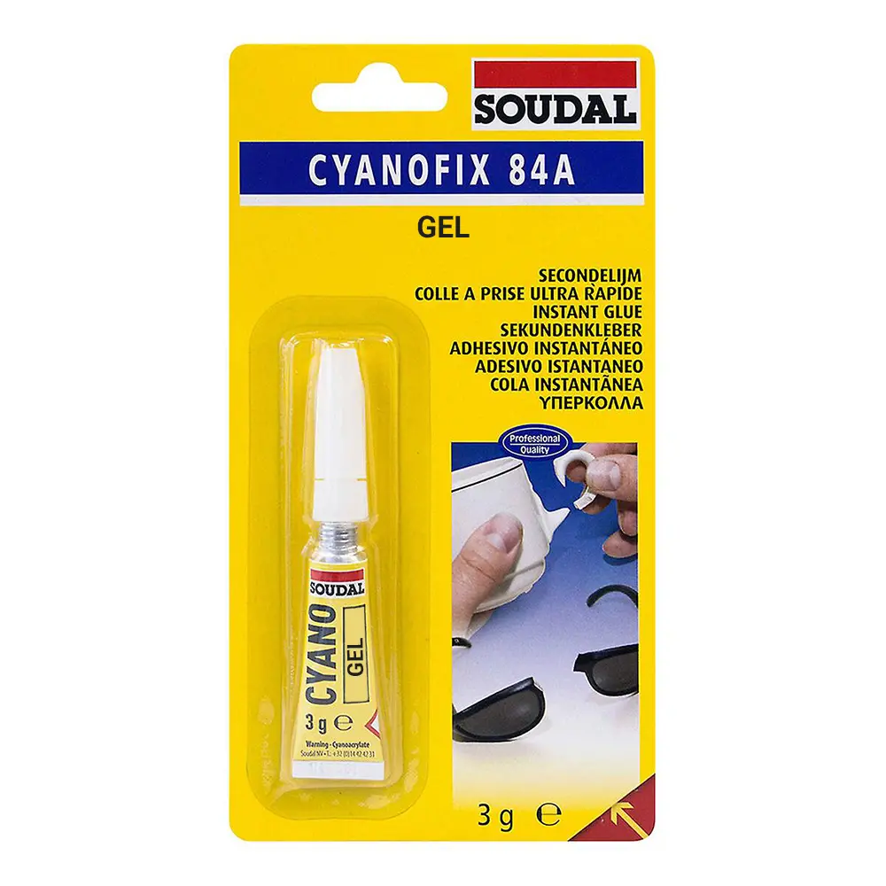 Soudal Cyanofix 84A Gel Super Fast Solvent Free Instant Glue 3G Tube 1