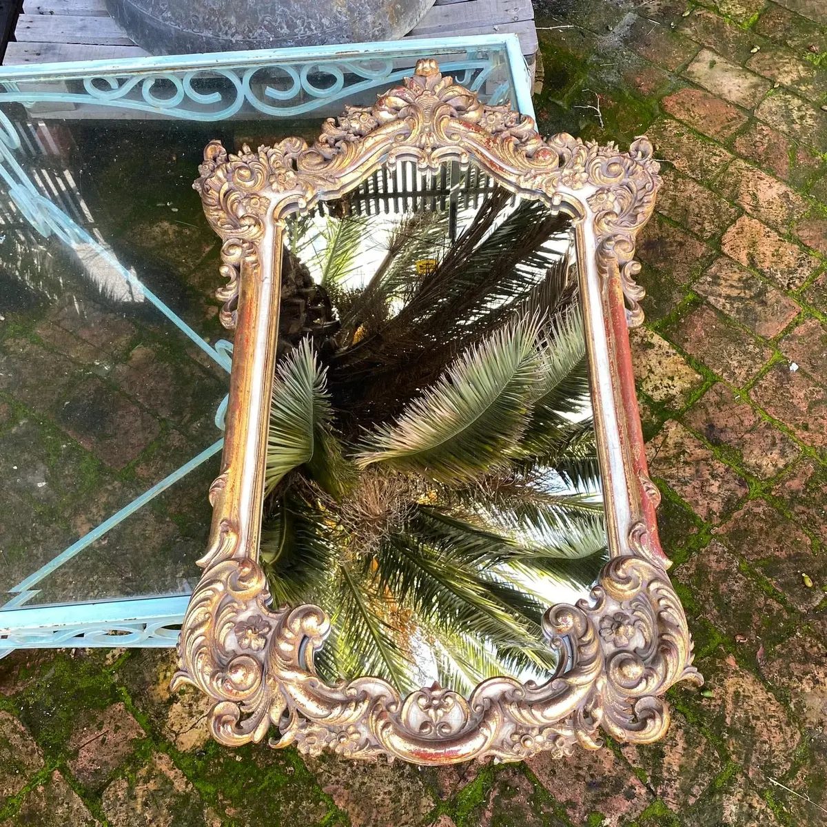 Vintage Gilded & Carved Scroll Beveled Mirror - Sold 1