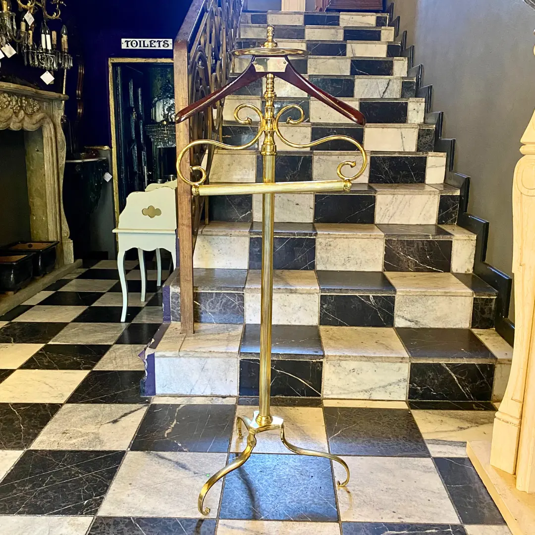 Vintage Brass And Mahogany Dumb Valet - Sold 1