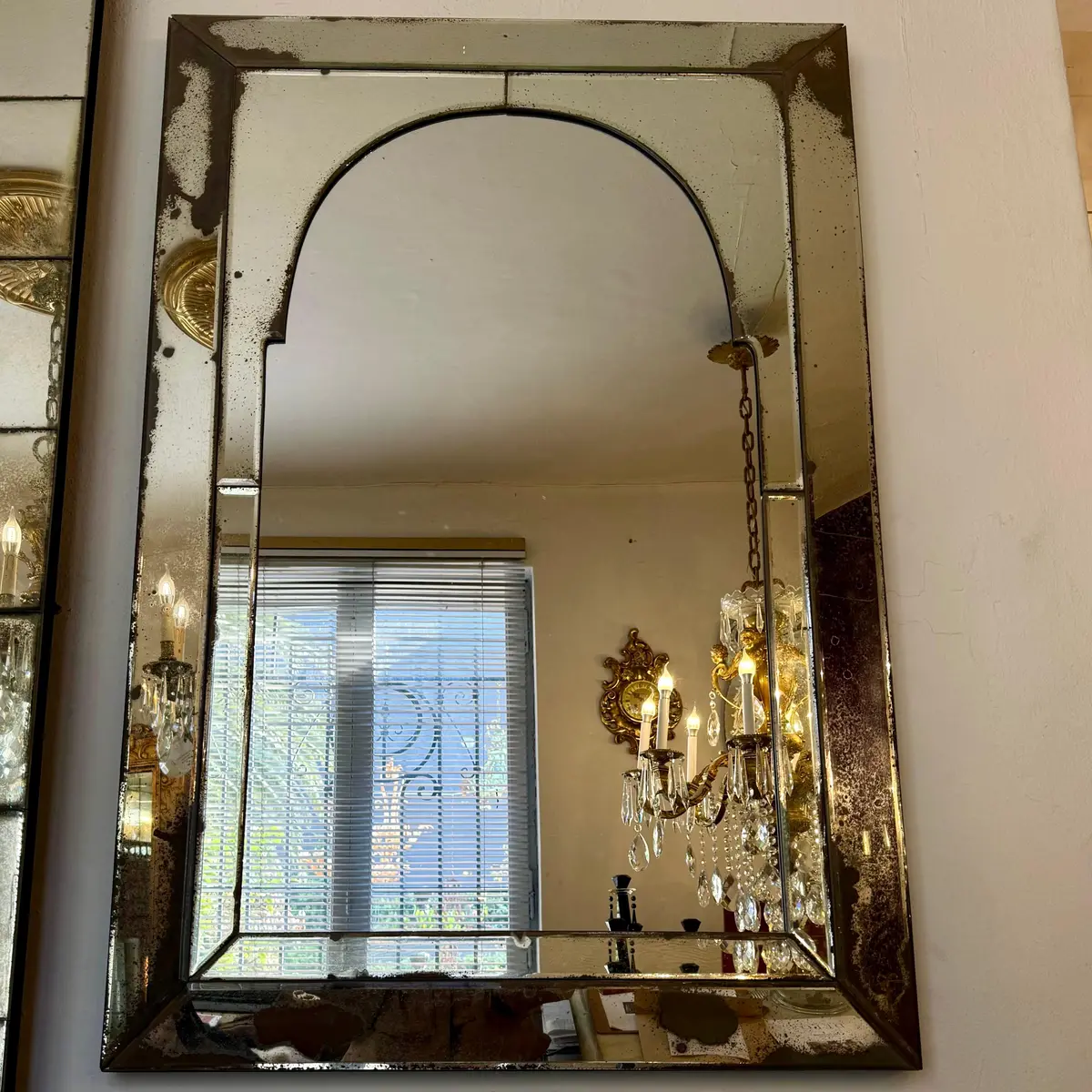 Aged Panel Mirror With Arch Detail 1