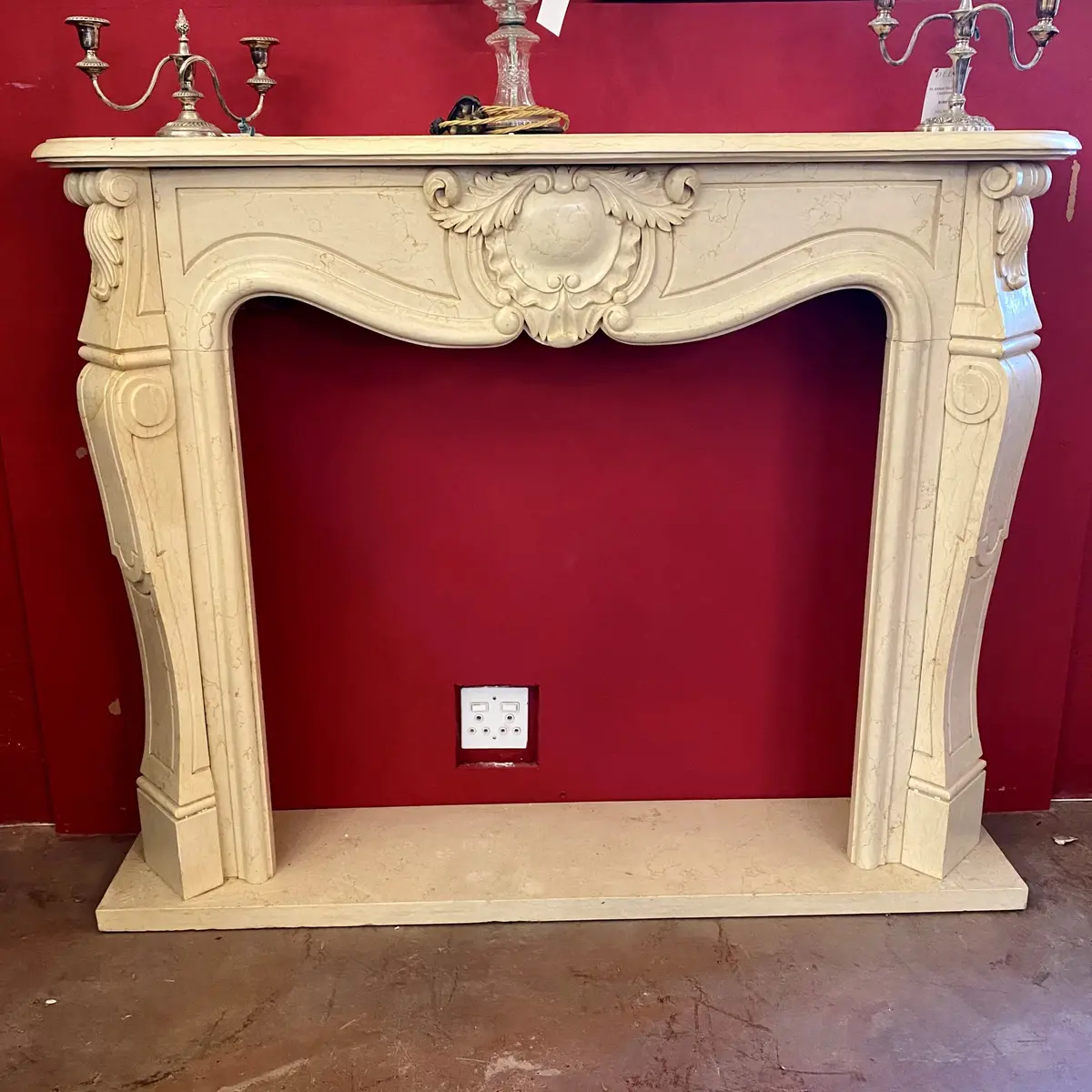 Very Elegant Creme Marble Fireplace Surround - Sold 1