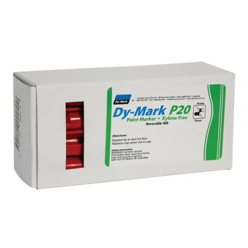 Dy-Mark Paint Marker P20 Red Reversible Bullet Chisel Nib 3Mm & 5Mm X 12 Box 1
