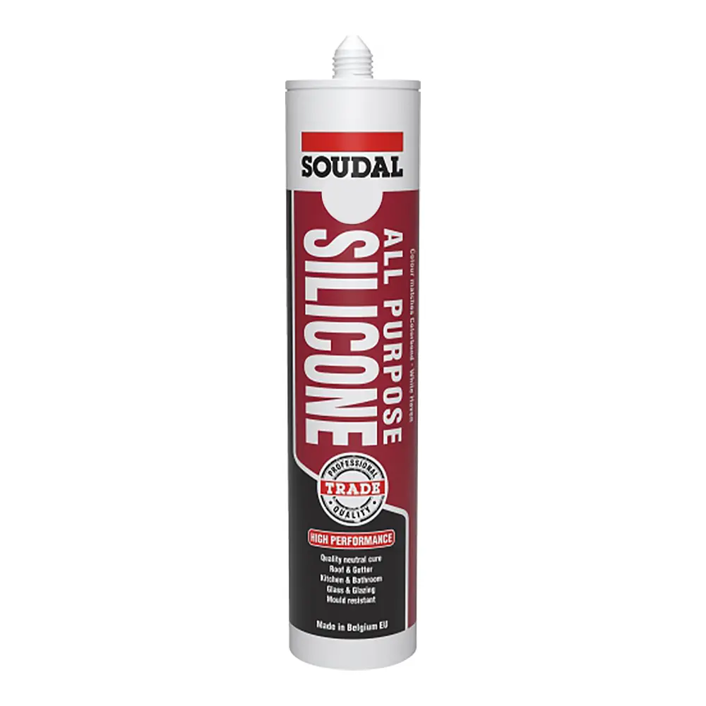 Soudal All Purpose Trade Silicone Sealant Adhesive Cartridge 300Ml Clear 1