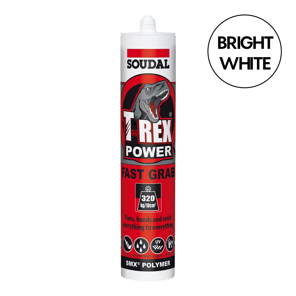 Soudal T-Rex Power Fast Grab High Strength Adhesive Bright White 290Ml Cartridge 1