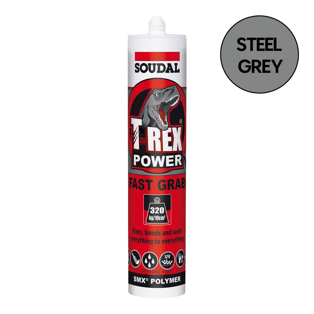 Soudal T-Rex Power Fast Grab High Strength Adhesive Steel Grey 290Ml Cartridge 1