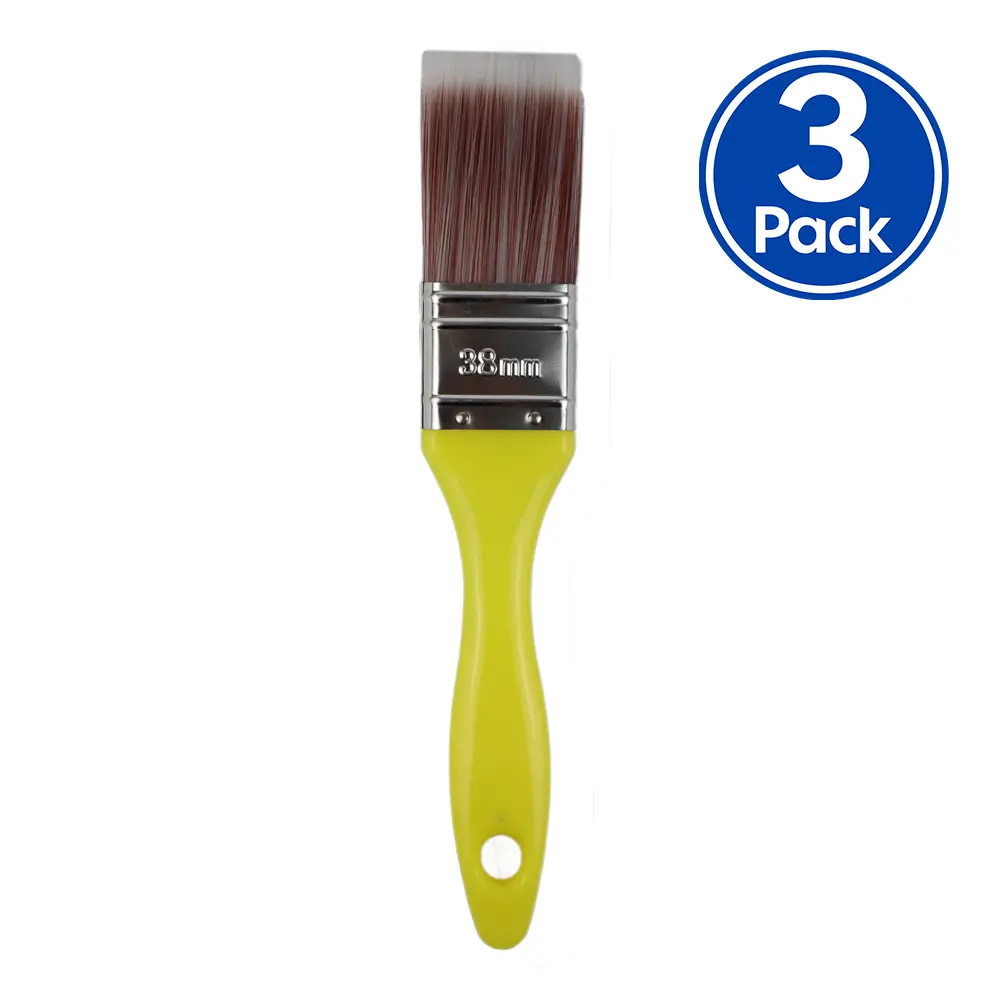 C&A Yellow Brush 38Mm X 3 Pack Varnish Paint Interior 1