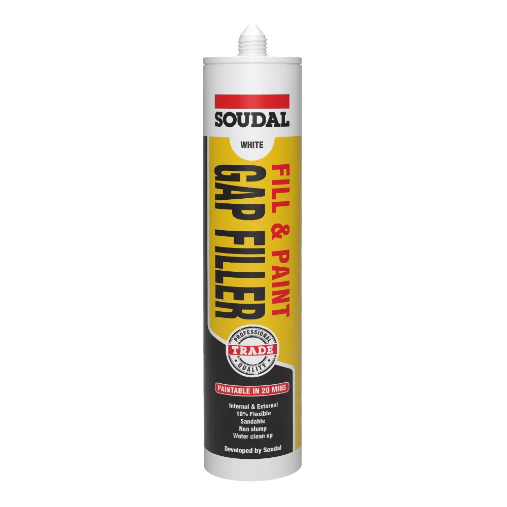 Soudal Fill And Paint Elastic Gap Filler 300Ml White Cartridge 1