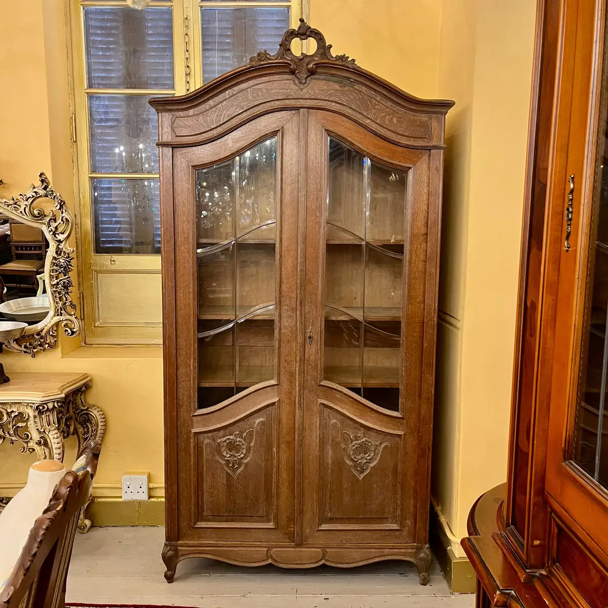 Antique Carved French Oak Display Cabinet - Sold 1