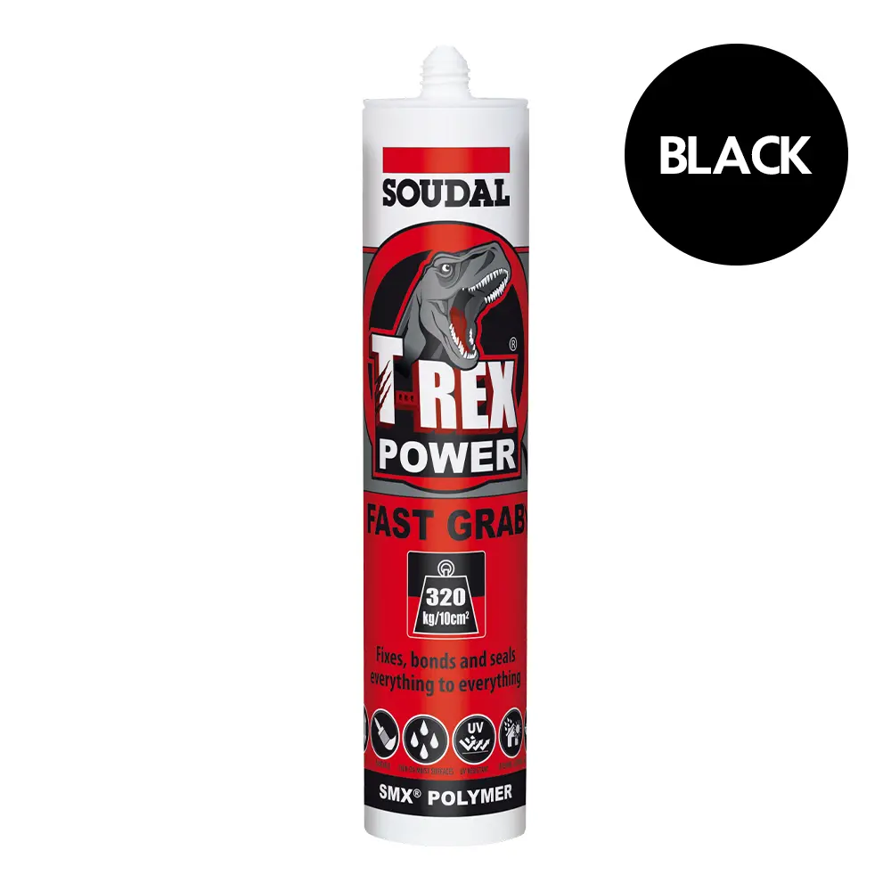 Soudal T-Rex Power Fast Grab High Strength Adhesive Black 290Ml Cartridge 1