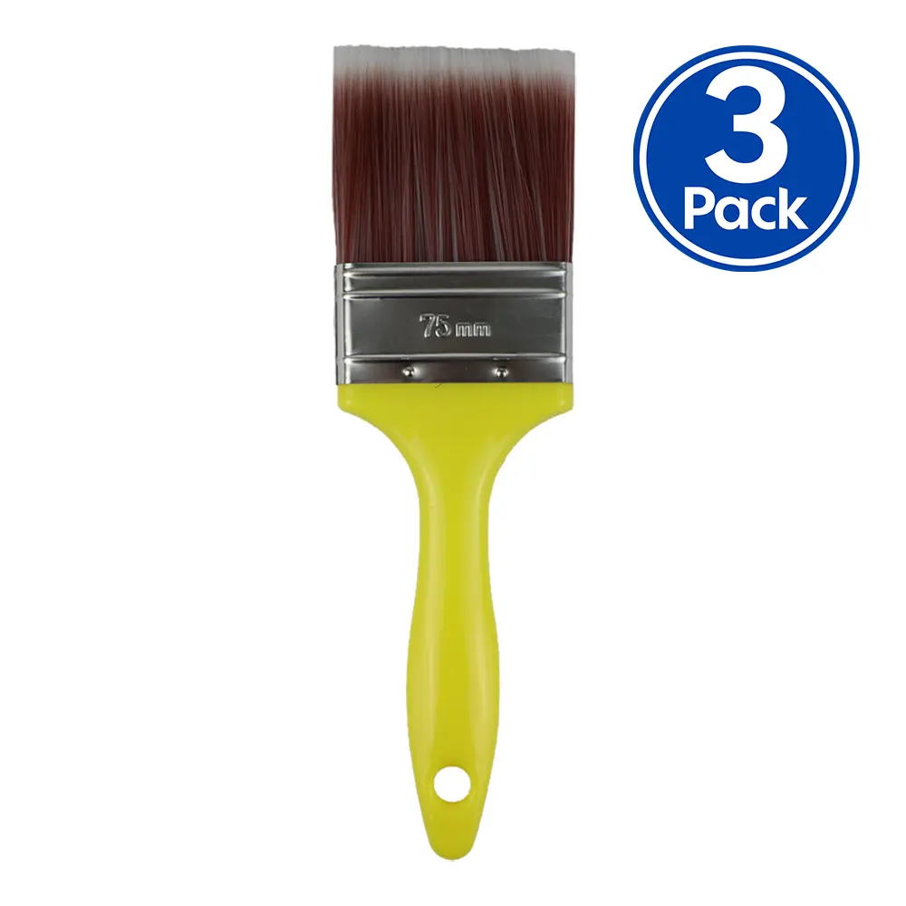 C&A Yellow Brush 75Mm X 3 Pack Varnish Paint Interior 1