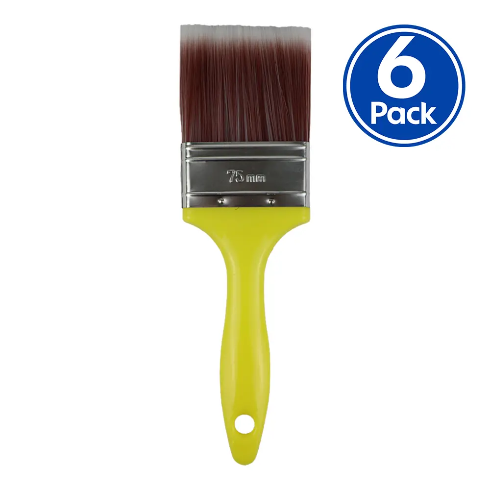 C&A Yellow Brush 75Mm X 6 Pack Varnish Paint Interior 1