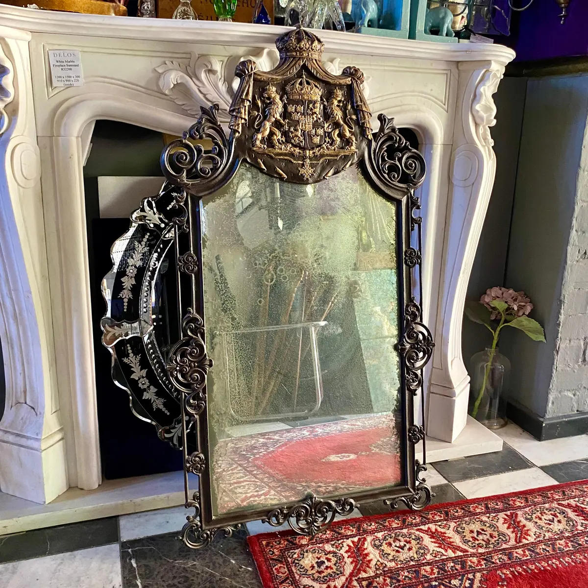 Ornate Cast Frame With Aged Mirror - Sold 1