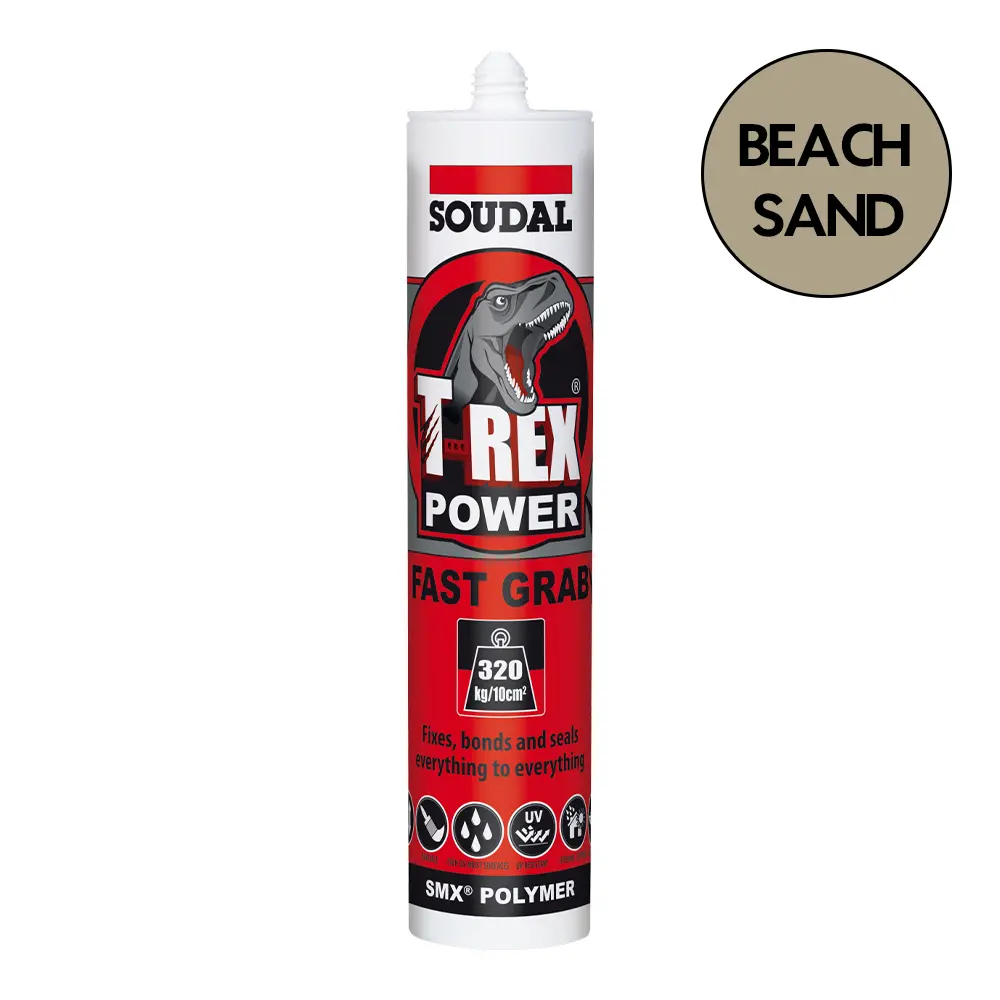 Soudal T-Rex Power Fast Grab High Strength Adhesive Beach Sand 290Ml Cartridge 1