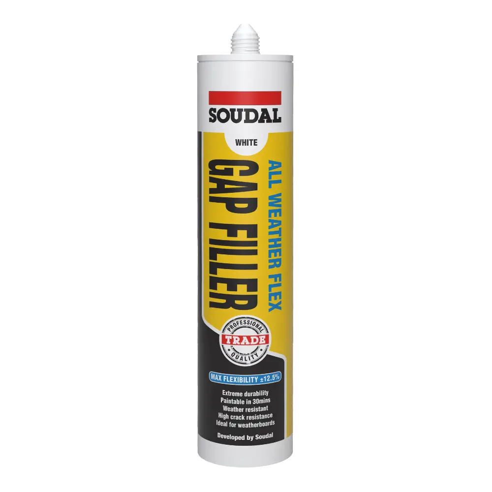 Soudal All Weather High Flex Exterior Gap Filler 300Ml White Paintable 1