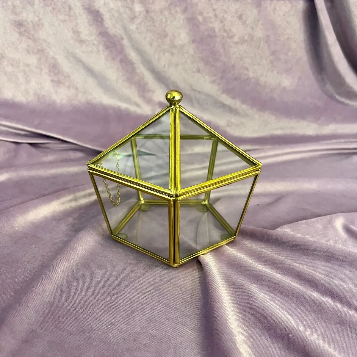 Geometric Glass Display With Brass Framing 2