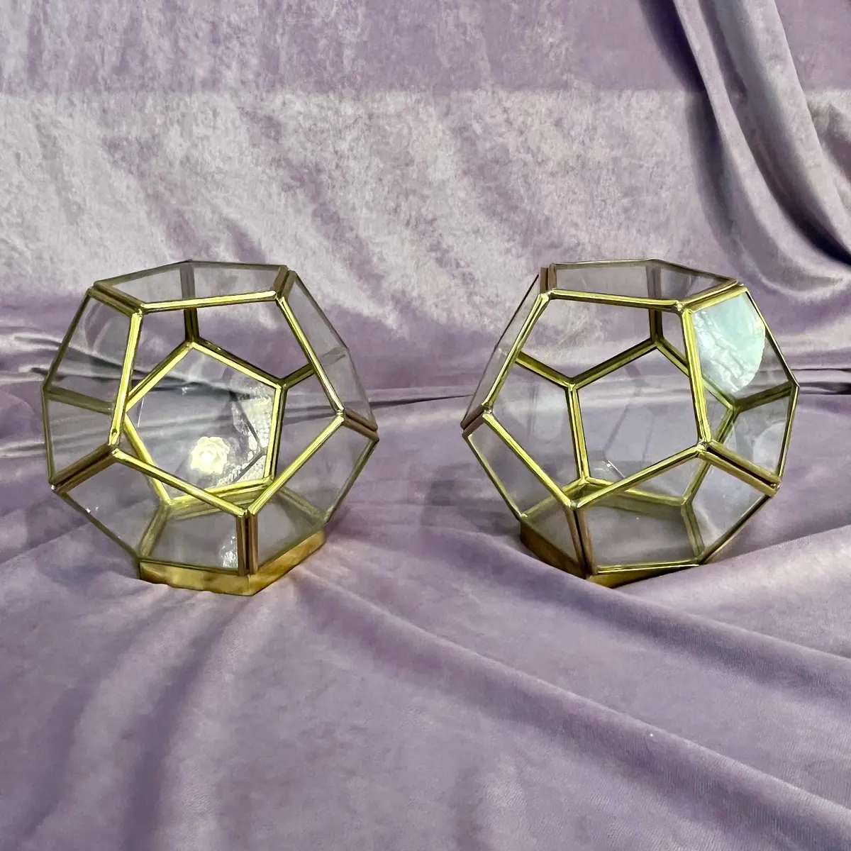 Geometric Glass Terrariums With Brass Framing 2