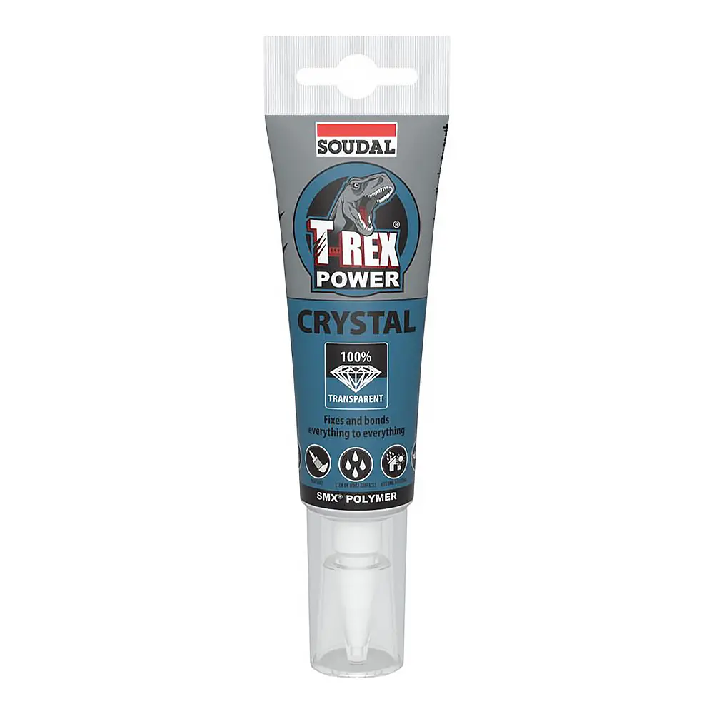Soudal T-Rex Power Fast Grab Crystal Clear High Strength Adhesive 125Ml Tube 1
