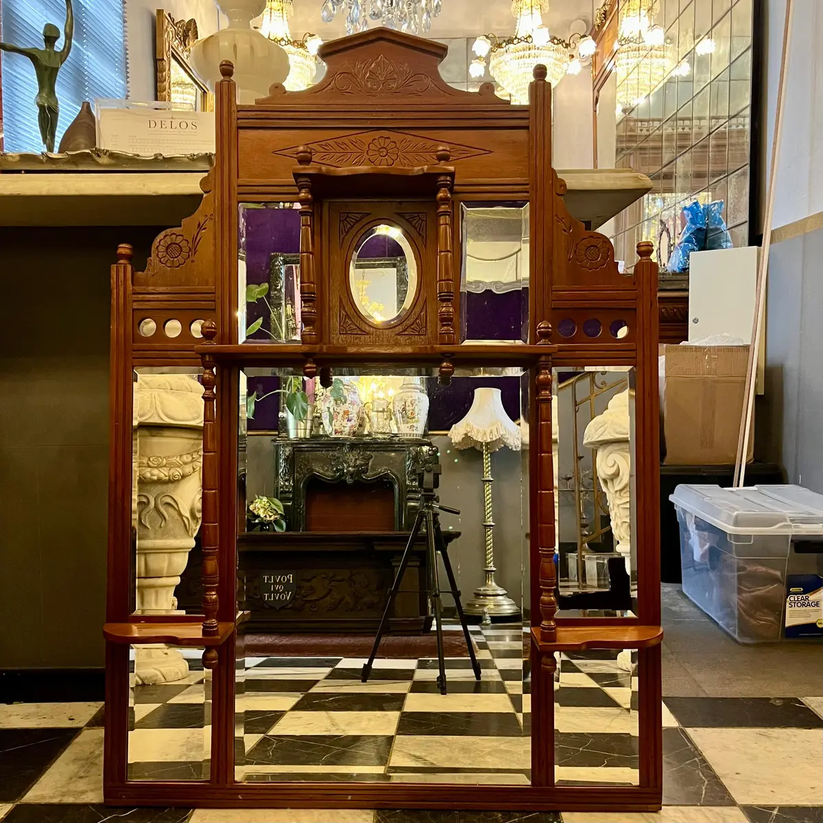 Victorian Mirrored Wall Unit With Shelving, Late 19Th To Early 20Th Century 1