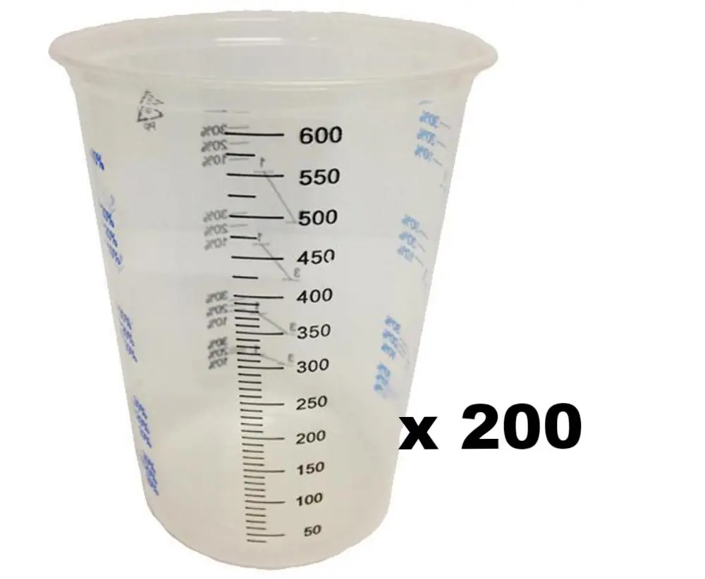 Calibrated Disposable Paint Mixing Cups 650Ml X 200 Pack Measuring Epoxy Resin Auto 1