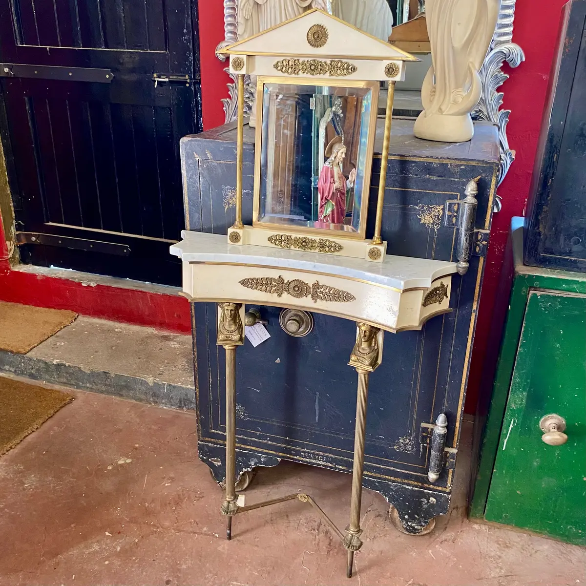 Petite Wall Console With Marble Top 1