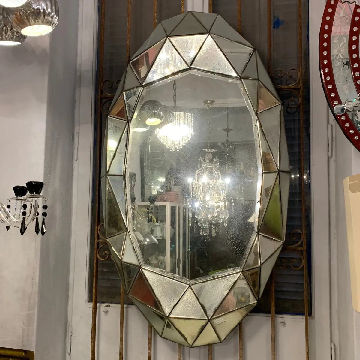 Contemporary And Geometric Oval Aged Mirror 1