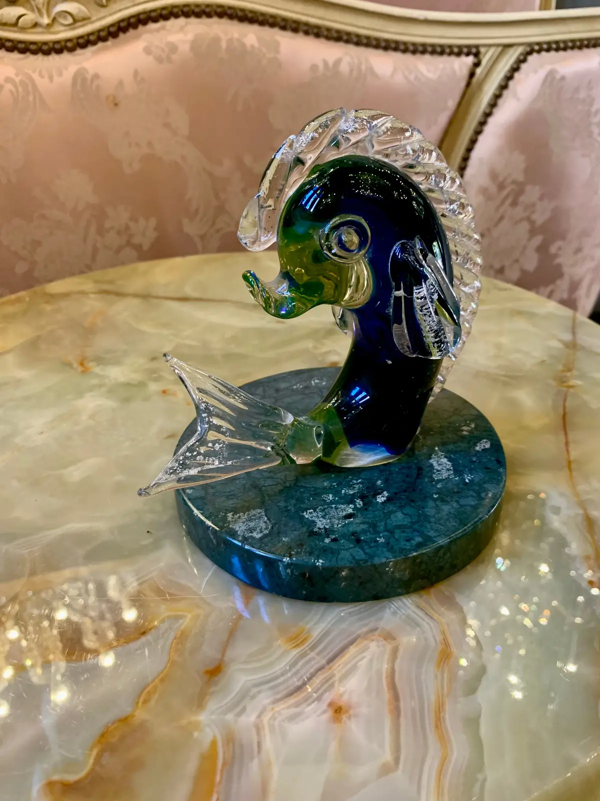 Perched Fish Out Of Water Blue And Green Murano - Sold 2