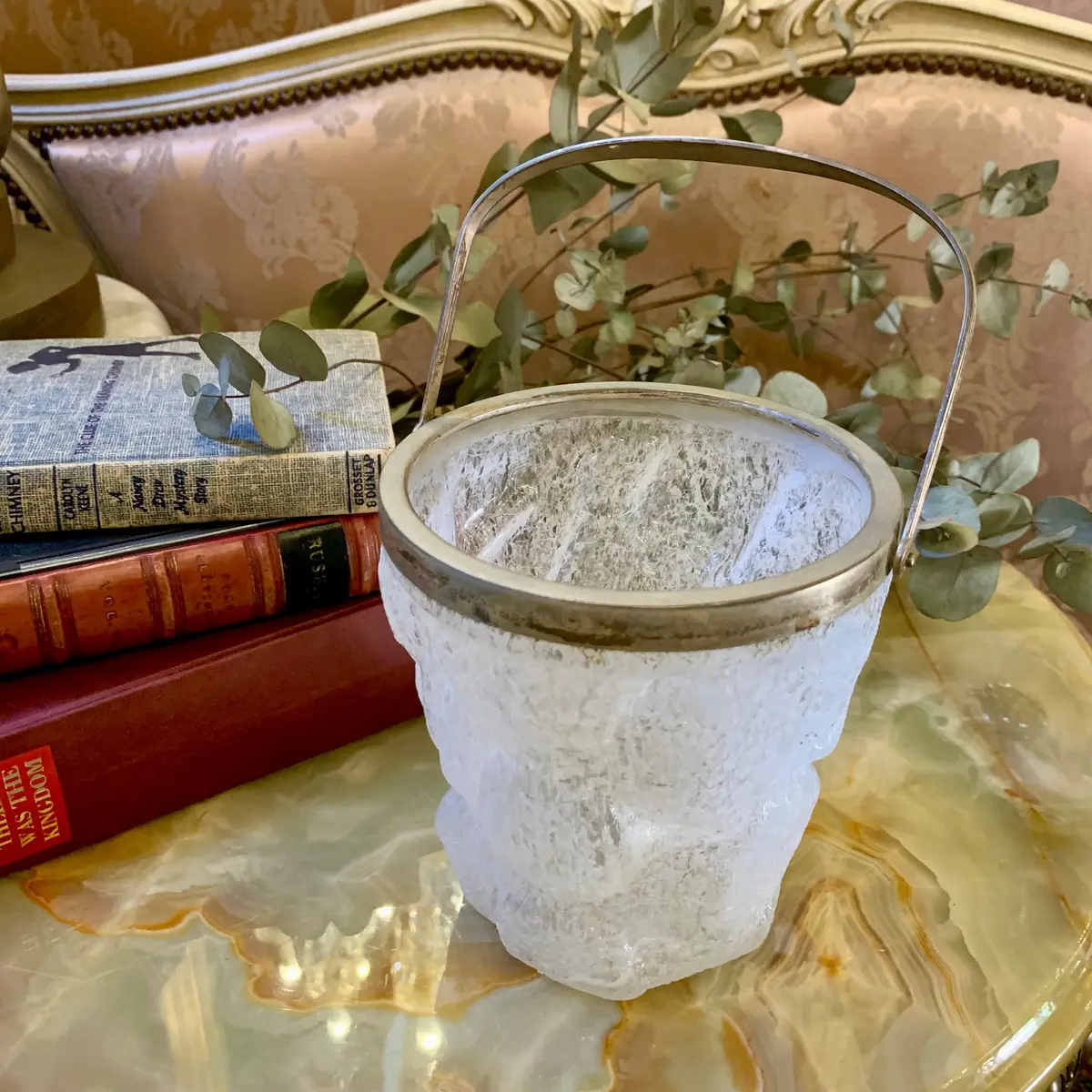 Art Deco Frosted And Jaggered Glass Ice Bucket - Sold 1
