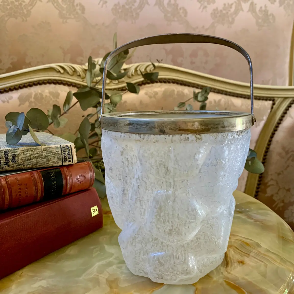 Art Deco Frosted And Jaggered Glass Ice Bucket - Sold 2