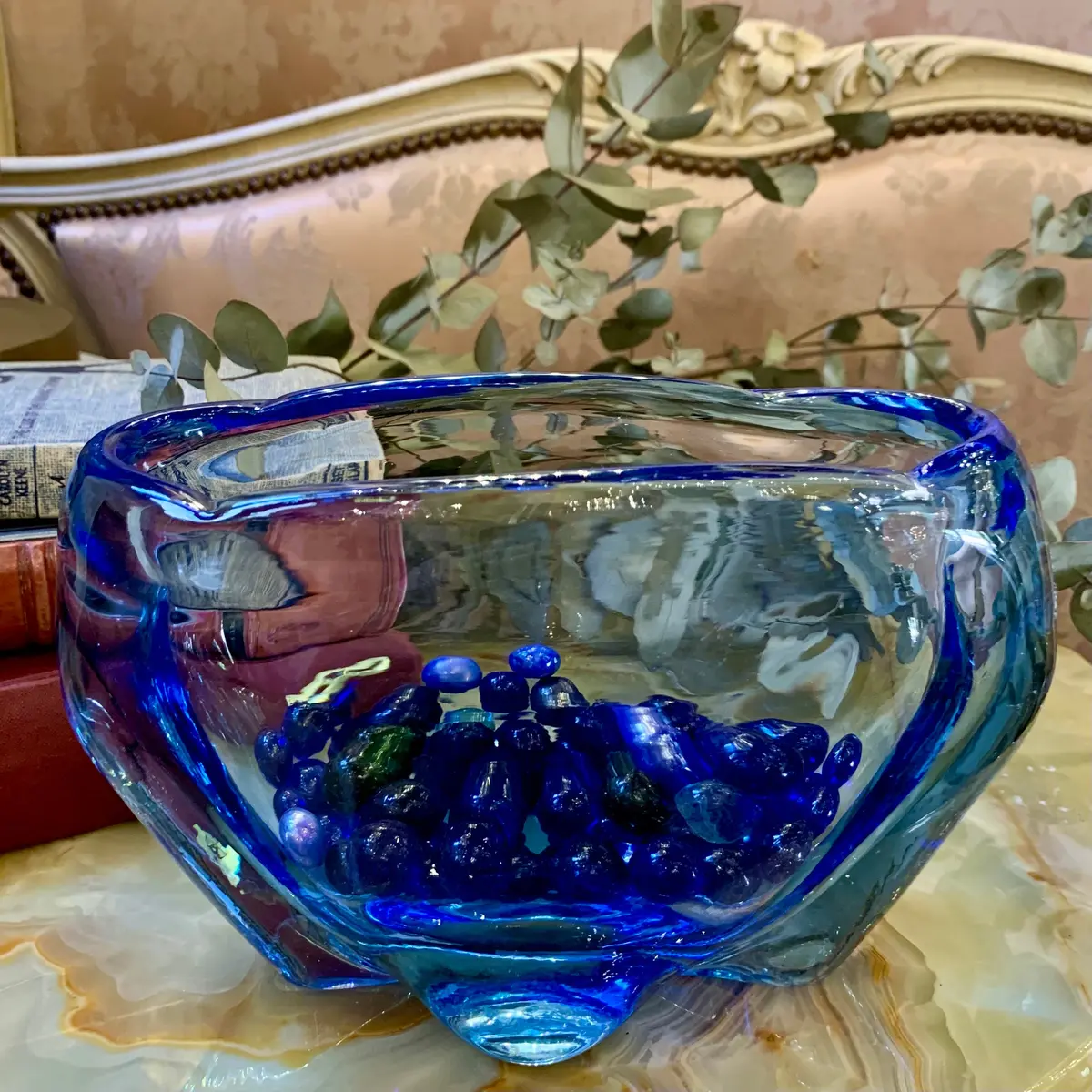Oblong Blue Murano Vase - Sold 1