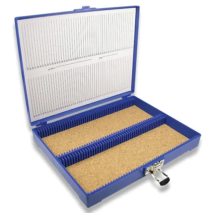 Slide Box, Blue Polypropylene Plastic, 100 Slide Capacity, Hinged 1