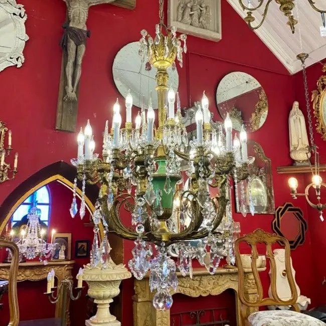 Magnificent Antique Mazarine Chandelier With Original Crystals - Sold 1