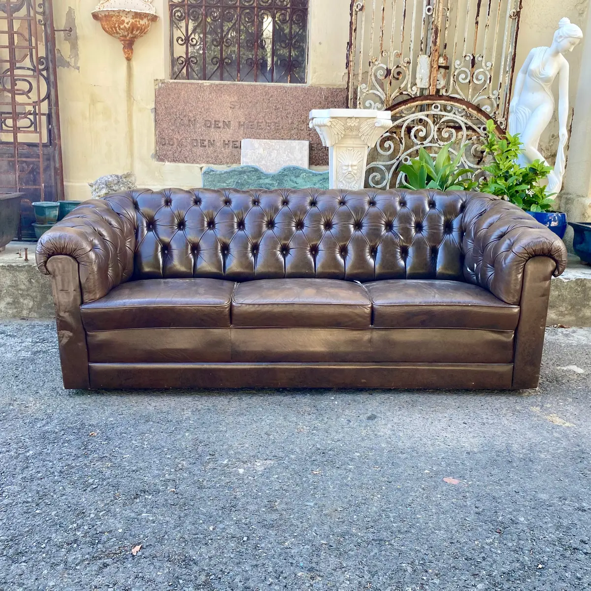 Soft Brown Three Seater Chesterfield 1
