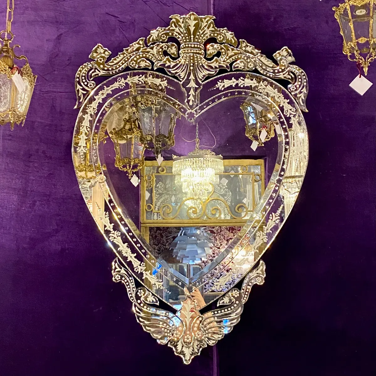 Large Heart Shaped Venetian Mirror 1