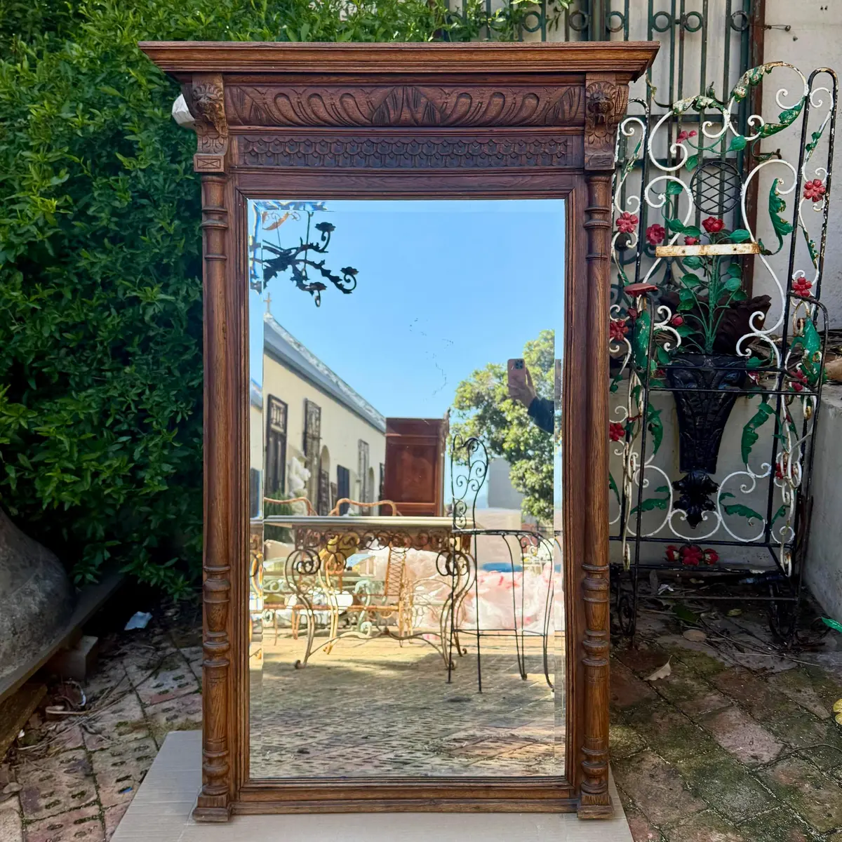 Antique Oak French Mirror 1