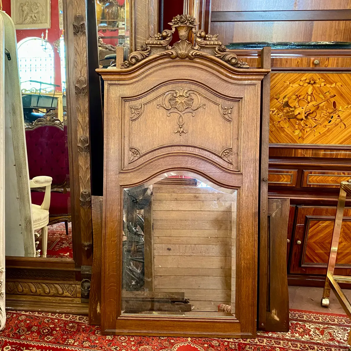 Beautiful Carved Antique Oak Bevelled  Mirror - Sold 1