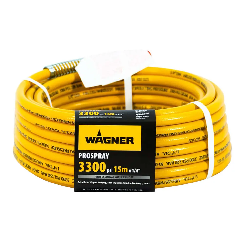 Wagner High Strength Airless Sprayer Hose 15M X 1/4" Yellow 3300 Psi 0154015 1