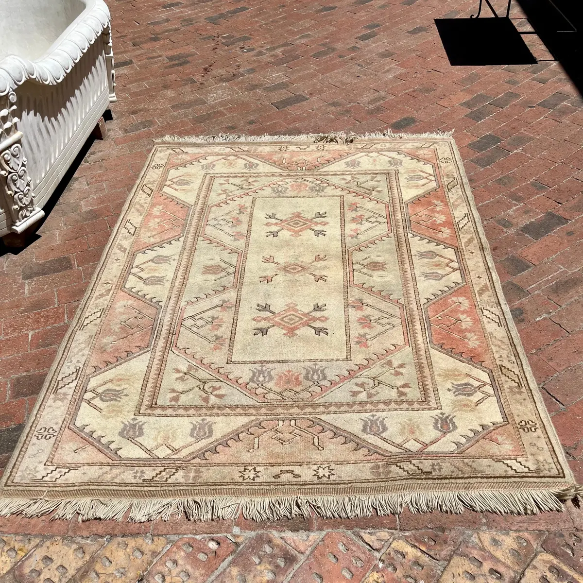 Vintage Wool Carpet With Geometric Pattern, C. Mid-20Th Century 1