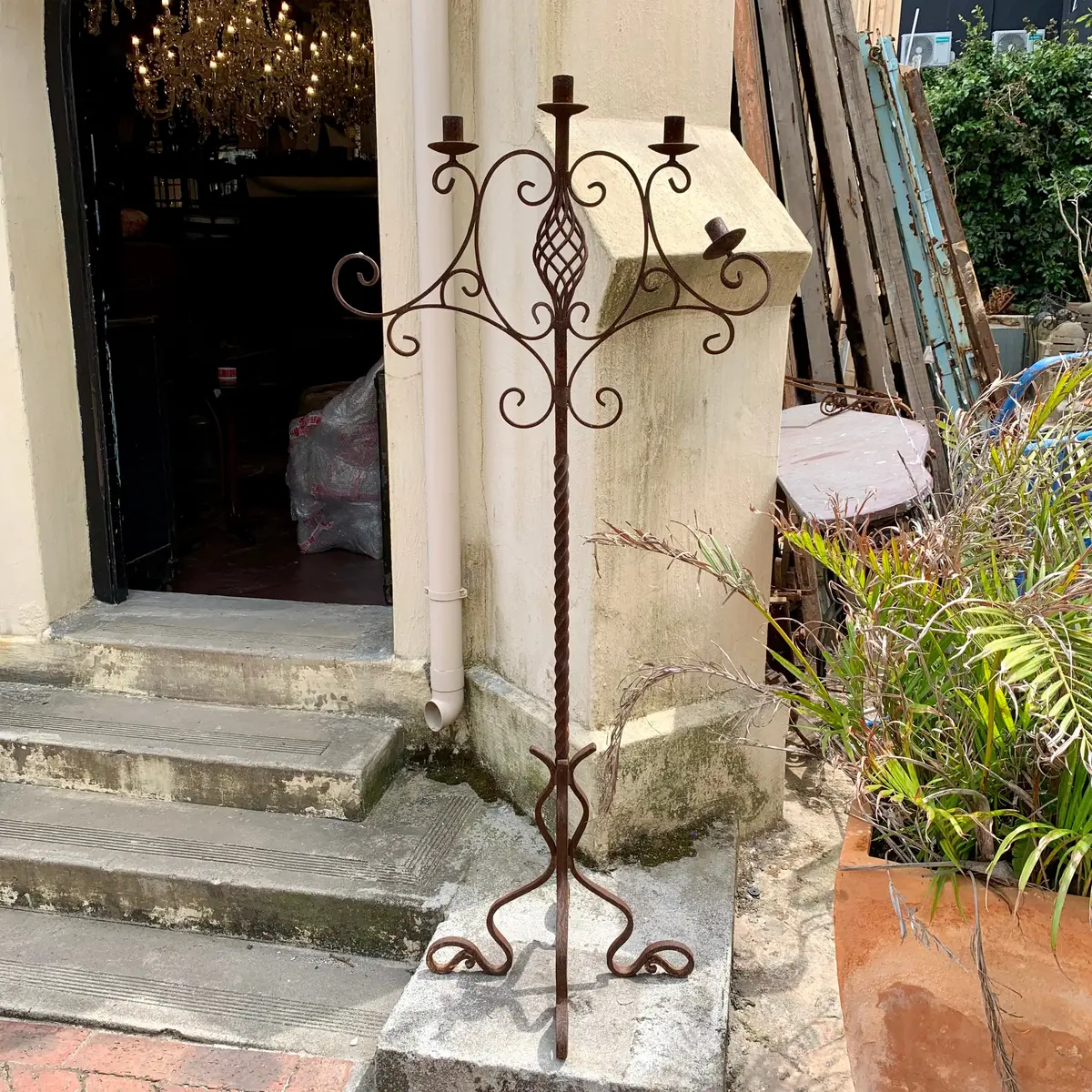 Beautiful Twisted Wrought Iron Candle Stand 1