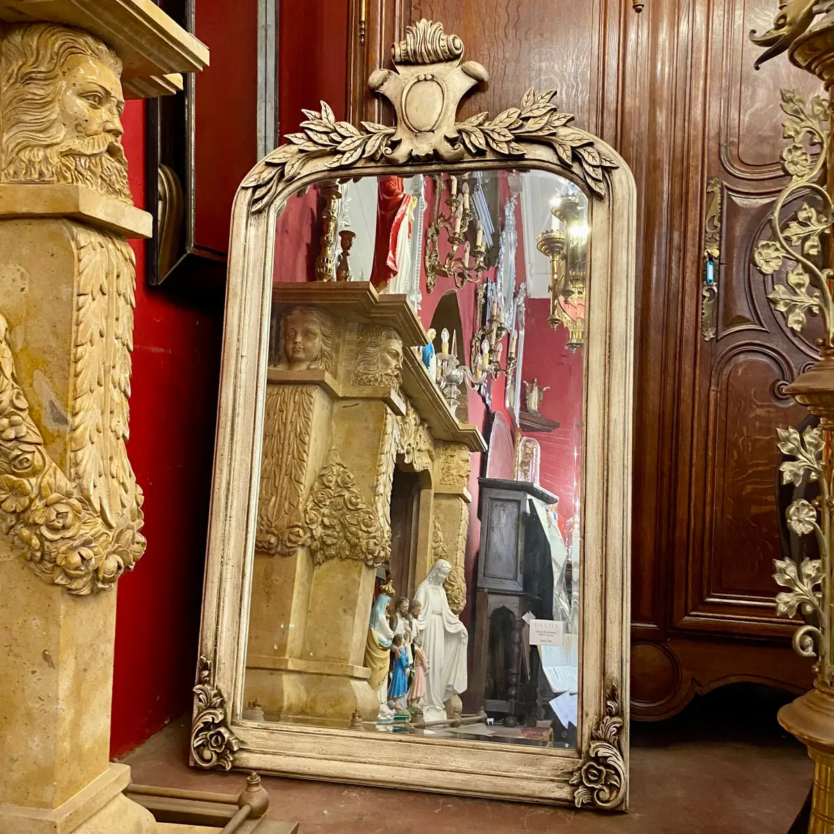 Beautiful Antique French Mirror In Ivory - Sold 1