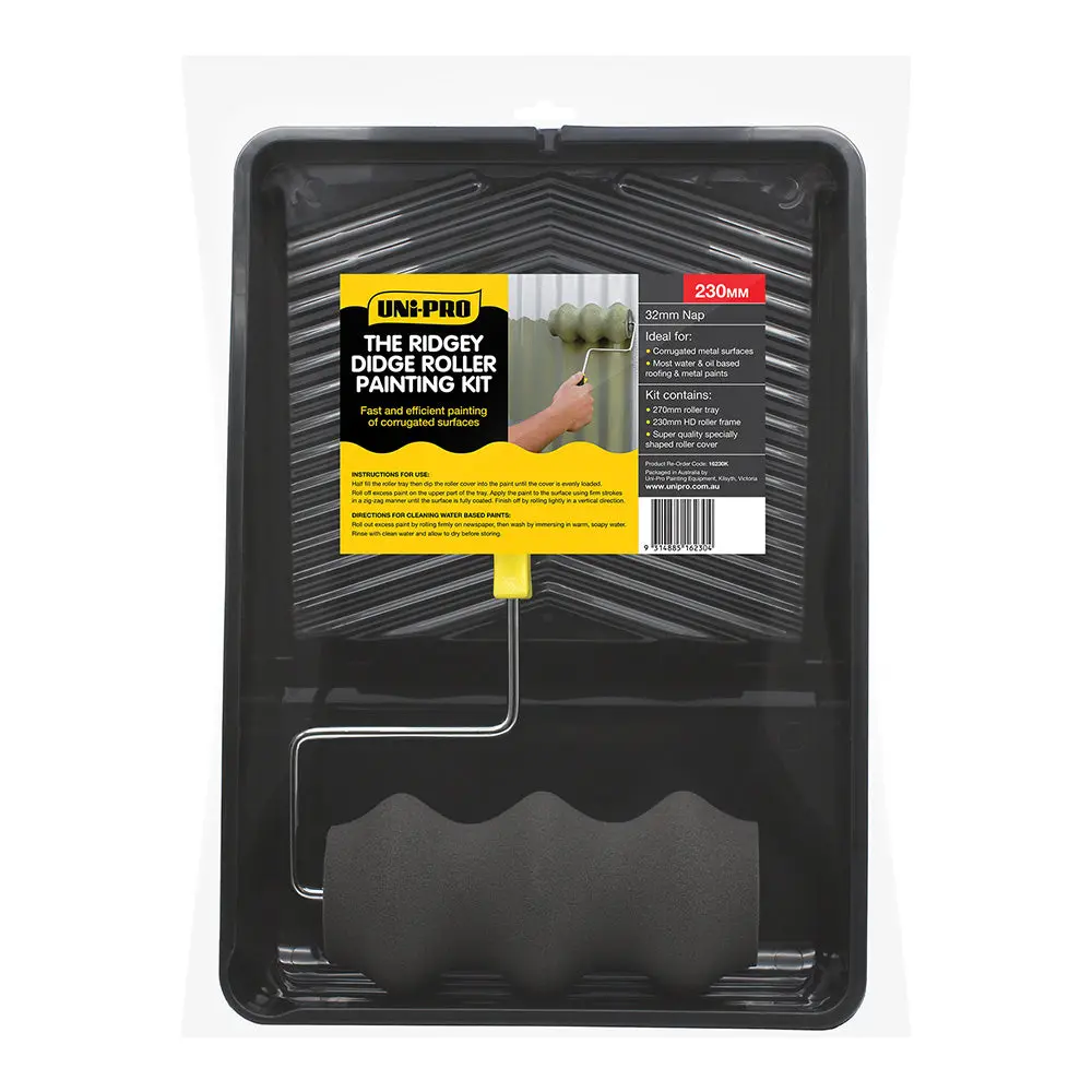 Uni-Pro Ridgey Didge Corrugated Roof Roller Kit 230Mm Oil Water Based Painting 1