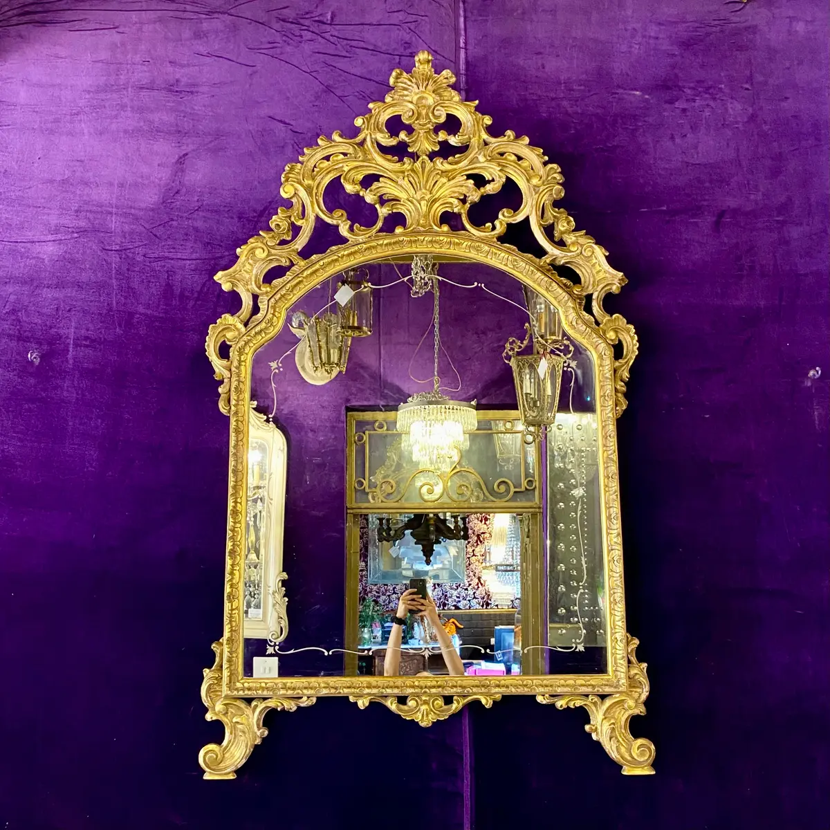 Beautiful Antique Gilt Mirror With Etched Detail - Sold 1