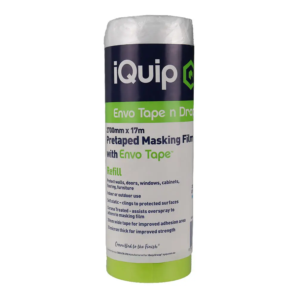 Iquip Envo Pretaped Mask Film Refill 2700Mm X 17M Painting Protection 1