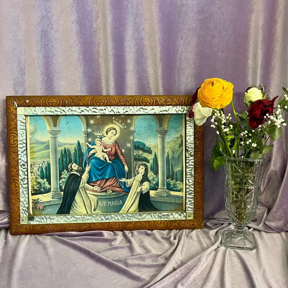 Framed Ave Maria Devotional Print – Madonna & Child With Saints 1