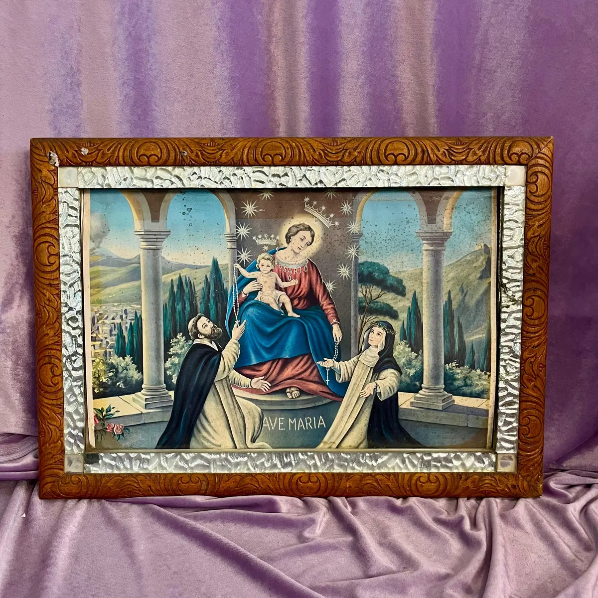 Framed Ave Maria Devotional Print – Madonna & Child With Saints 2