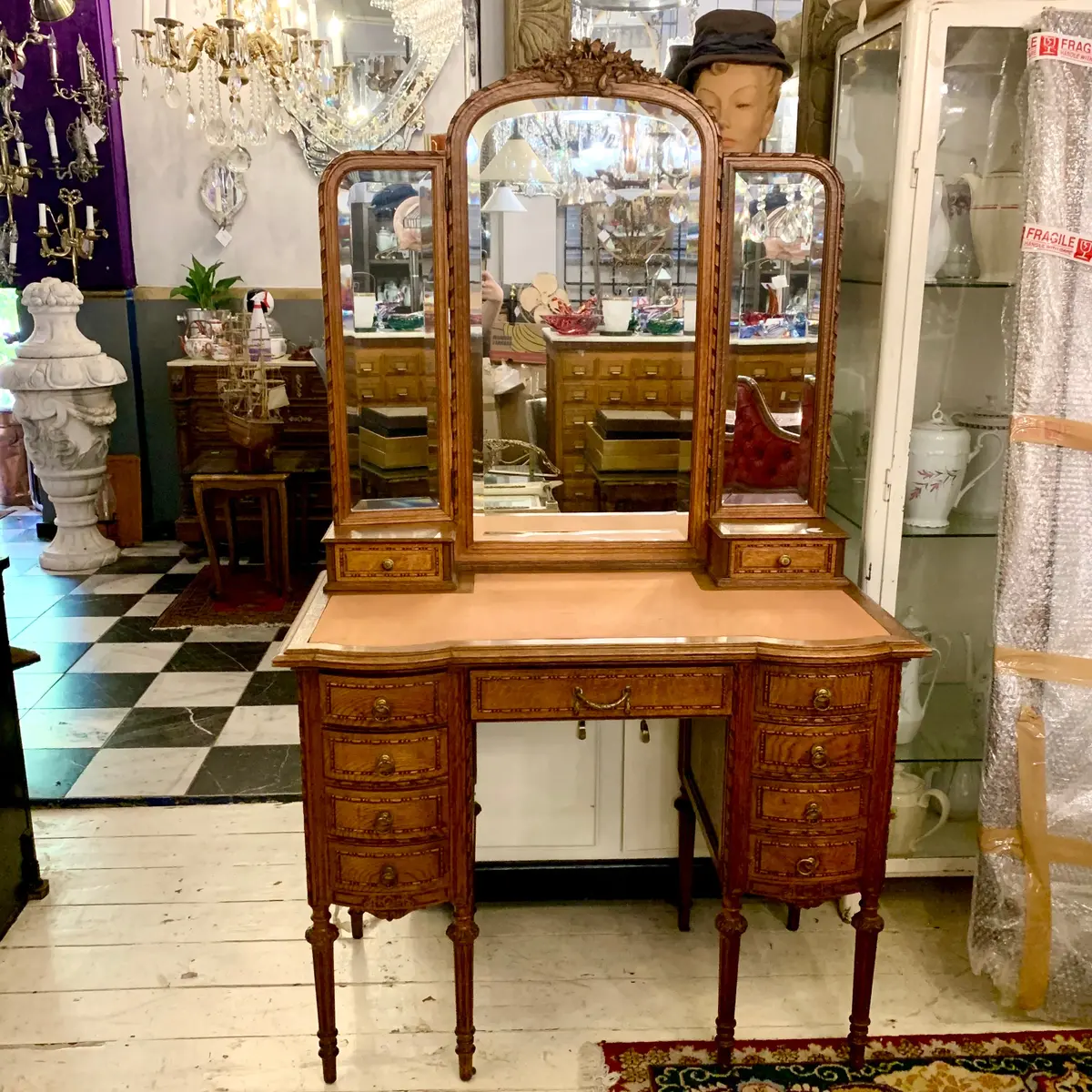 Rare Antique Empire Era Oak Dressing Table - Sold 1